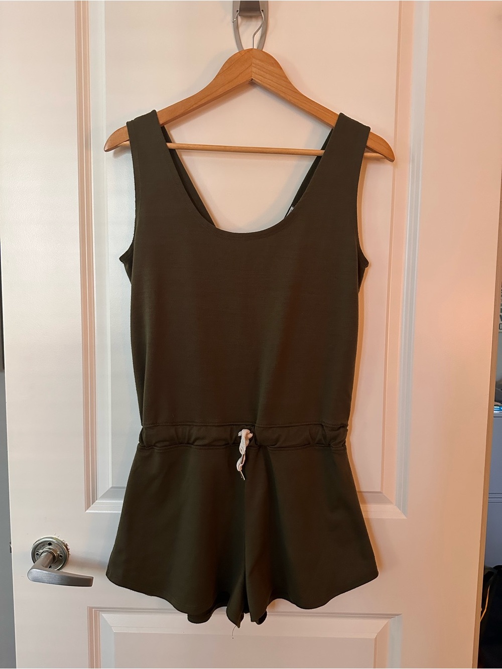 Simons Olive Green Sleeveless Romper with Drawstring